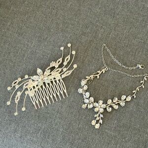 Wedding hair piece and necklace